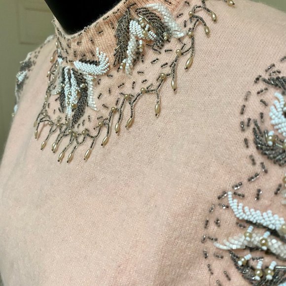 Classic Vintage Beaded Sleeveless  Mock Turtleneck Sweater  ~ Size 8 - Picture 4 of 8